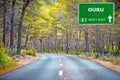 OURU road sign against clear blue sky Royalty Free Stock Photo