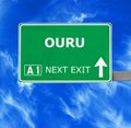 OURU road sign against clear blue sky Royalty Free Stock Photo