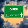 OURU road sign against clear blue sky Royalty Free Stock Photo