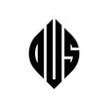 OUS circle letter logo design with circle and ellipse shape. OUS ellipse letters with typographic style. The three initials form a Royalty Free Stock Photo