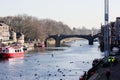 Ouse River and riverside in York, Great Britain in sunny winter day