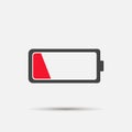 Out of battery charge vector icon. Low red battery. Layers group Royalty Free Stock Photo