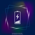 Out of battery charge vector neon light icon. Low battery. Layer Royalty Free Stock Photo
