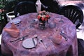 Out door table set for lunch            horizontal Royalty Free Stock Photo