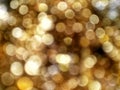 Out of Focus, Defocused, Blurred, Abstract and Bokeh of Sparkling Gold Lights, Suitable for Background Use