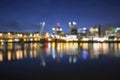 Out of Focus Portland City Skyline at Blue Hour Royalty Free Stock Photo