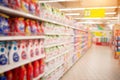 Out of focus supermarket aisle empty with burry background Royalty Free Stock Photo
