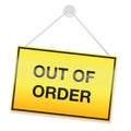 Out Of Order Sign Hanging Yellow Royalty Free Stock Photo