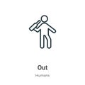 Out outline vector icon. Thin line black out icon, flat vector simple element illustration from editable humans concept isolated Royalty Free Stock Photo