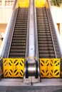 Out of service escalator with yellow gate Royalty Free Stock Photo