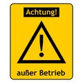 Out of service sign in German Royalty Free Stock Photo