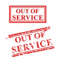 Out of Service, 2 style streak red rubber stamp Royalty Free Stock Photo