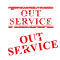 Out of Service, 2 style streak red rubber stamp Royalty Free Stock Photo