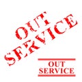 Out of Service, 2 style streak red rubber stamp Royalty Free Stock Photo