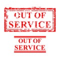 Out of Service, 2 style streak red rubber stamp Royalty Free Stock Photo