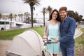Out for a stroll with the stroller. a young couple walking their baby on the promenade. Royalty Free Stock Photo