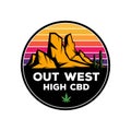 Out west high cbd logo vector. Royalty Free Stock Photo