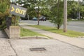 out word caption text horizontal gray yellow crooked out sign exit entrance. p