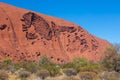 Outback, Australia - November 12, 2022: Close up views of red sandstone rock in the center of Australia. The Uluru or Ayers Rock