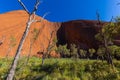 Outback, Australia - November 12, 2022: Close up views of red sandstone rock in the center of Australia. The Uluru or Ayers Rock