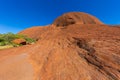 Outback, Australia - November 12, 2022: Close up views of red sandstone rock in the center of Australia. The Uluru or Ayers Rock Royalty Free Stock Photo