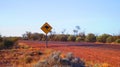 Outback Austrlalia Kangaroo road sing in the red center desert