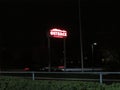 Outback lighted sign at night on Rt 1 in Edison, NJ USA.