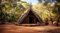 Outback Odyssey: Aboriginal Hut Amidst Vast Australian Wilderness