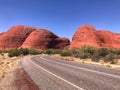 Outback road in the desert, near the olgas Kata Tjuta,