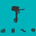 Outboard boat motor icon flat