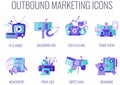 Outbound Infographics Marketing Icons. Flat vector illustration.