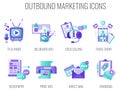 Outbound Infographics Marketing Icons. Flat vector illustration.