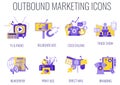 Outbound Infographics Marketing Icons. Flat vector illustration.