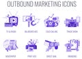 Outbound Infographics Marketing Icons. Flat vector illustration.