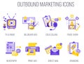 Outbound Infographics Marketing Icons. Flat vector illustration.