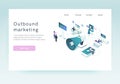 Outbound marketing concept  in isometric design.  Landing page template. Royalty Free Stock Photo