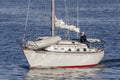 Outbound sailboat in New Bedford harbor