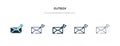 Outbox icon in different style vector illustration. two colored and black outbox vector icons designed in filled, outline, line