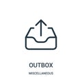 outbox icon vector from miscellaneous collection. Thin line outbox outline icon vector illustration. Linear symbol for use on web