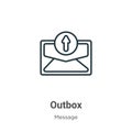 Outbox outline vector icon. Thin line black outbox icon, flat vector simple element illustration from editable message concept