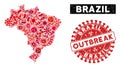 Outbreak Collage Brazil Map with Distress OUTBREAK Watermark