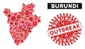 Outbreak Collage Burundi Map with Distress OUTBREAK Watermark