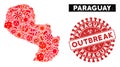 Outbreak Collage Paraguay Map with Distress OUTBREAK Watermark