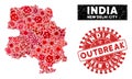 Outbreak Mosaic New Delhi City Map with Distress OUTBREAK Seal