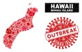 Outbreak Mosaic Niihau Island Map with Distress OUTBREAK Stamp Seal