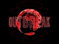 Outbreak text word, earth globe in background out of focus depth of field