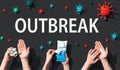 Outbreak theme with viral and hygiene objects