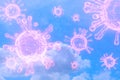 Outbreaks of red virus concept pathogens floating in the air