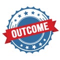 OUTCOME text on red blue ribbon stamp