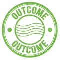 OUTCOME text written on green round postal stamp sign